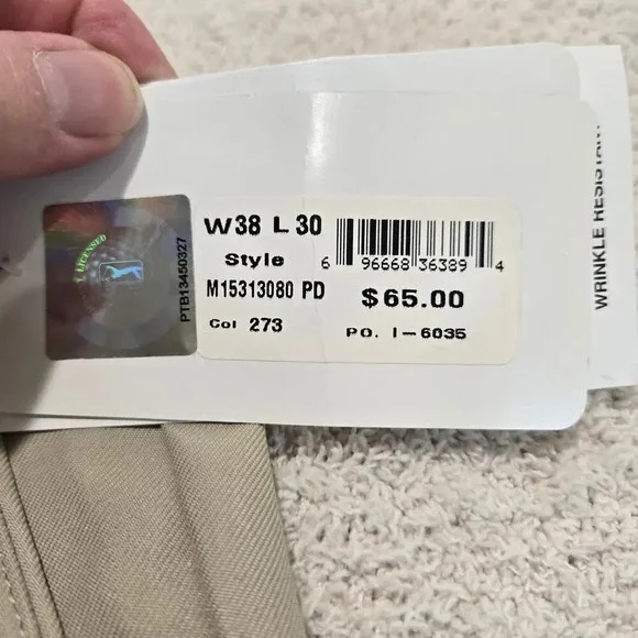 PGA Tour Khaki Golf Pants Men's 38x30 NWT Pleated Cuffed - Picture 6 of 16